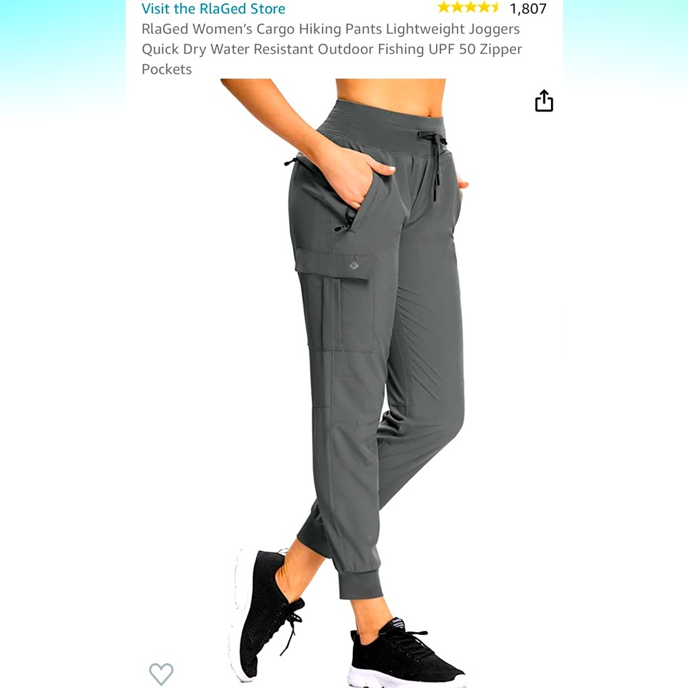 NWT Women’s cargo hiking pant. Light Gray. Light weight and UPF 50.